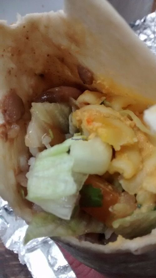 Vegan Mac n cheese burrito at Taco Mazama - Byres Rd in Glasgow