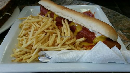 Vegan hotdog at Cacau Brazilian Patisserie in Redcar