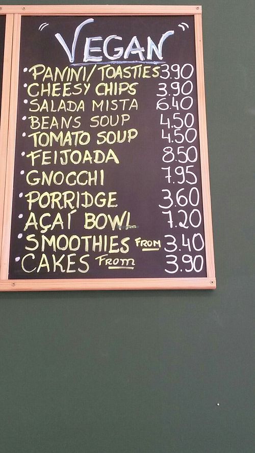 Vegan sample menu at Cacau Brazilian Patisserie in Redcar