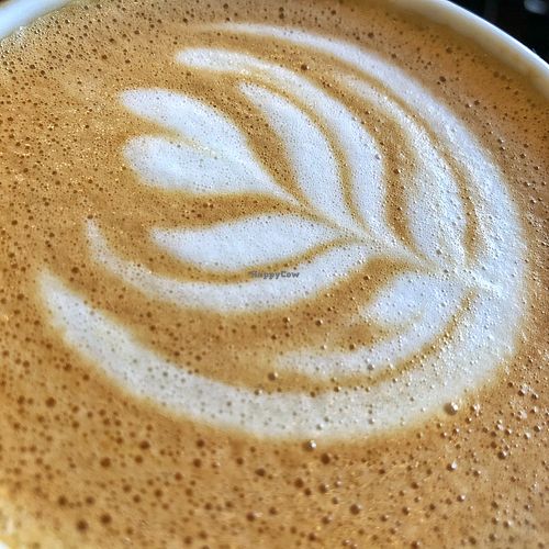 Café con leche avena  at La Colectiva Cafe in Madrid