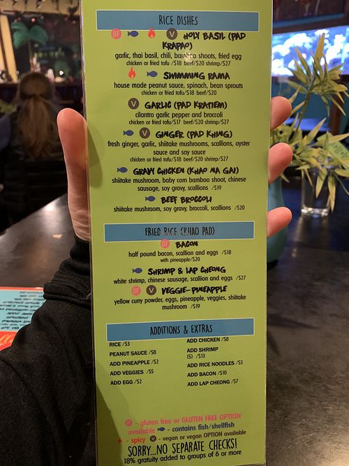 Rice menu  at Woody's Thai Kitchen in Seward