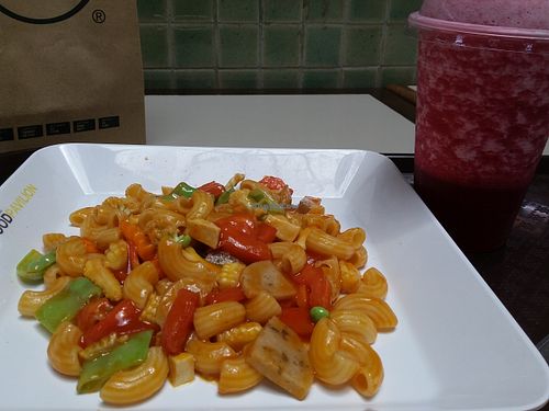 Macaroni with shake from stall opposite. at Jay Health in Chiang Mai