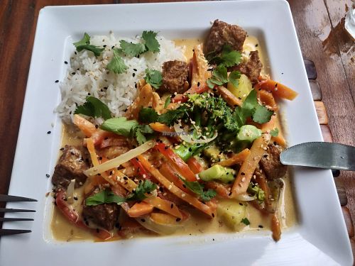 Vegan coconut curry at Ohana in Jaco