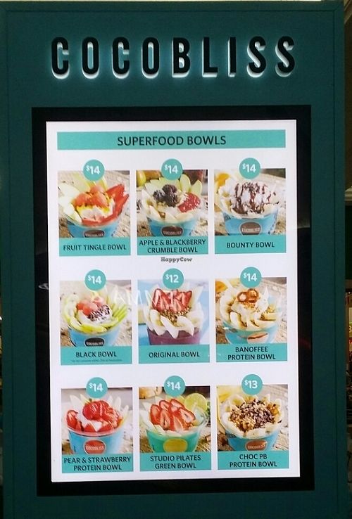 wall menu 2 at Coco Bliss in Upper Mount Gravatt