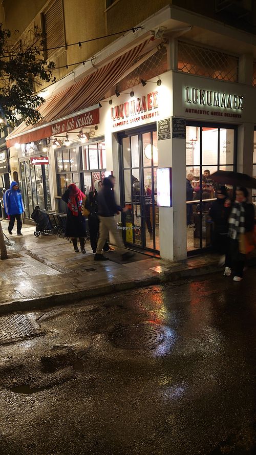 View from outside at Lukumades in Athens