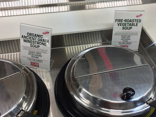 Fresh hot Vegan soups at Earth Fare in Ocala