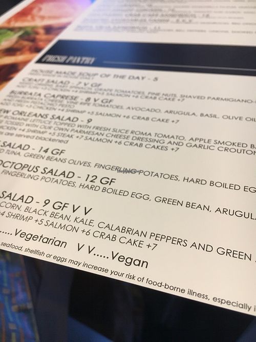 Craft Cuisine Menu Vegan Listing at Craft Cuisine in Ocala