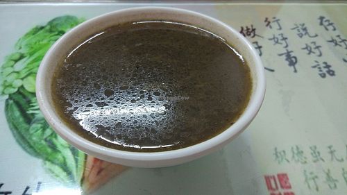 Chinese medicine style soup with mushrooms and mock meat at Yuan Wei Su Guan in Fuzhou