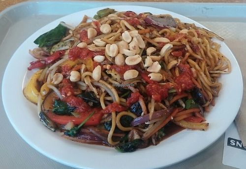 Freshly made wok noodles from deli. delicious!!  at New Seasons Market in Beaverton