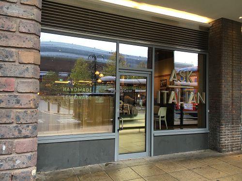 At the back entrance  at ASK Italian in Newcastle Upon Tyne