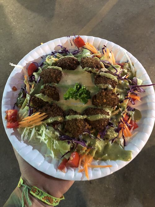 Falafel plate (Ask for no pita) at Queen Falafel in Pai