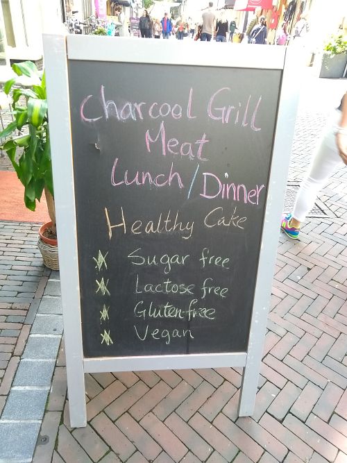 outside chalkboard at Anna's Lunchroom in Utrecht