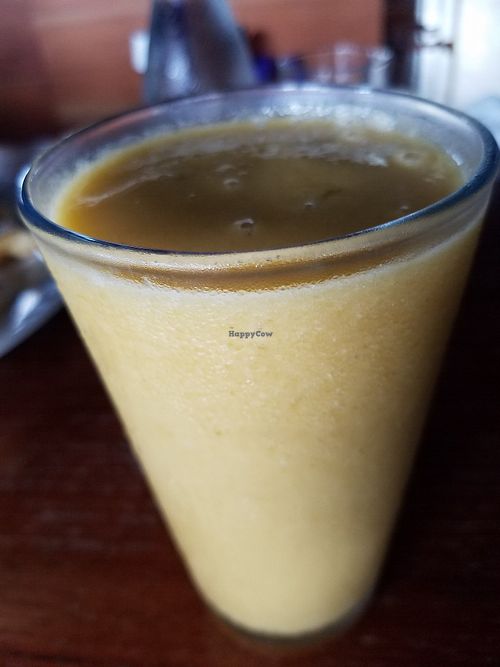 Kale mango smoothie at El Patio de Cafe Milagro  in Manuel Antonio