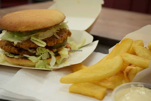 Double Burger at Epoch Vegan Burger in Budapest