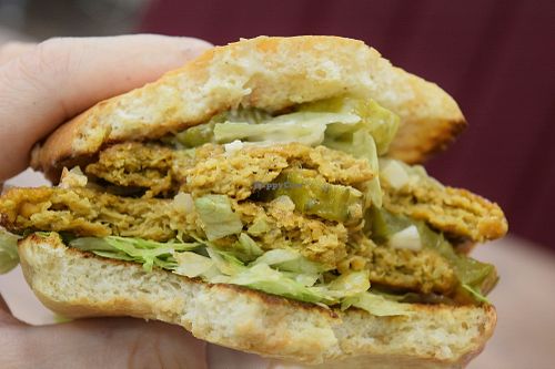 loving it! at Epoch Vegan Burger in Budapest