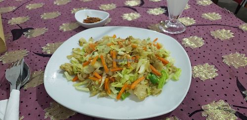 Veg kotthu (chili on the side is standard apparently) at Dimali Inn in Mirissa