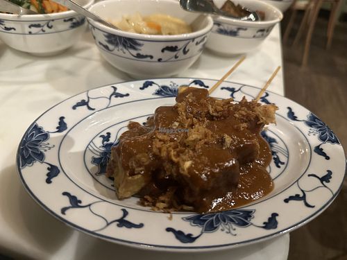  Tofu/ Tempeh skewer with special soy sauce  at Indrapura in Amsterdam