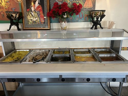 The vegan lunch buffet   at Queen Sheba in Sacramento