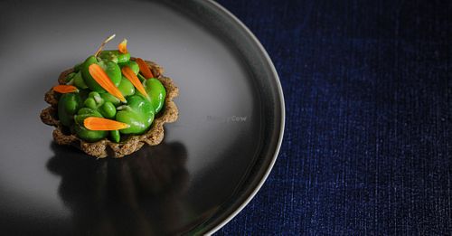 Kombu tart, broad beans + tofu at Flat Three  in West London