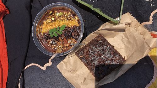 Açai bowl and brownie  at Moringa Fresh and Wild  in Puerto Escondido