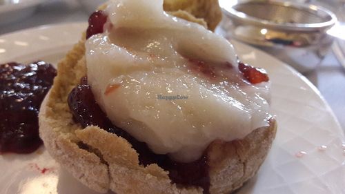 Scone jam & almond cream at The Tea Room at The Midland Hotel in Manchester