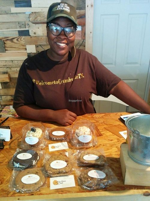 Owner Ella, with vegan offerings for the day at Crumbville in Houston