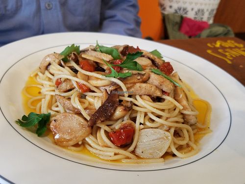 Mushroom pasta at Jenny's Bread in Seogwipo