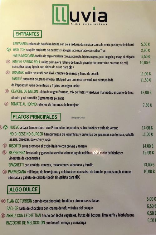 Carta at Lluvia in Alicante