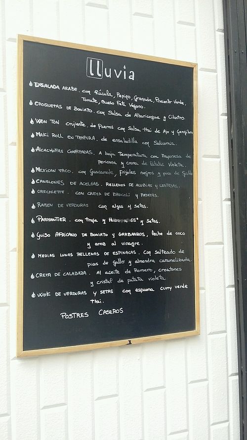 Menu 14/2/18 at Lluvia in Alicante