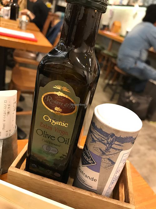 olive oil - makes the salad even more delicious  at Minami Aoyama Yasai Kichi in Yokohama