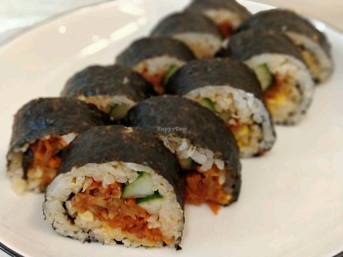 Kimchi sushi at Simple Lifestyle Healthy Vegetarian Cafe in Central Singapore