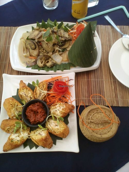 stuffed bamboo sprouts & creen curry at Bamboo Tree Lao Cooking School and Restaurant in Luang Prabang