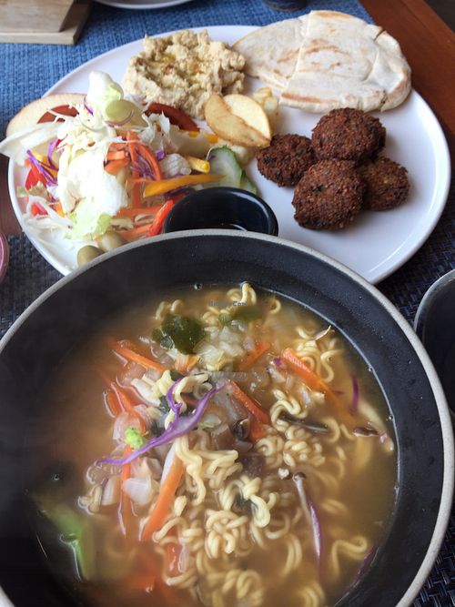 Ramen and brunch platter-so yummy! at Cafe Vege Bakery in Gyeongju