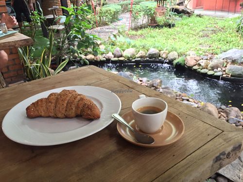 vegan croissant plus espresso! at Blue Diamond in Chiang Mai
