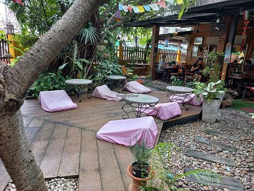 Outdoor floor seating at Blue Diamond in Chiang Mai