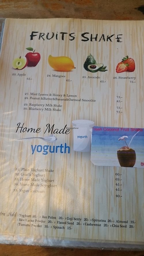 Menu  at Blue Diamond in Chiang Mai