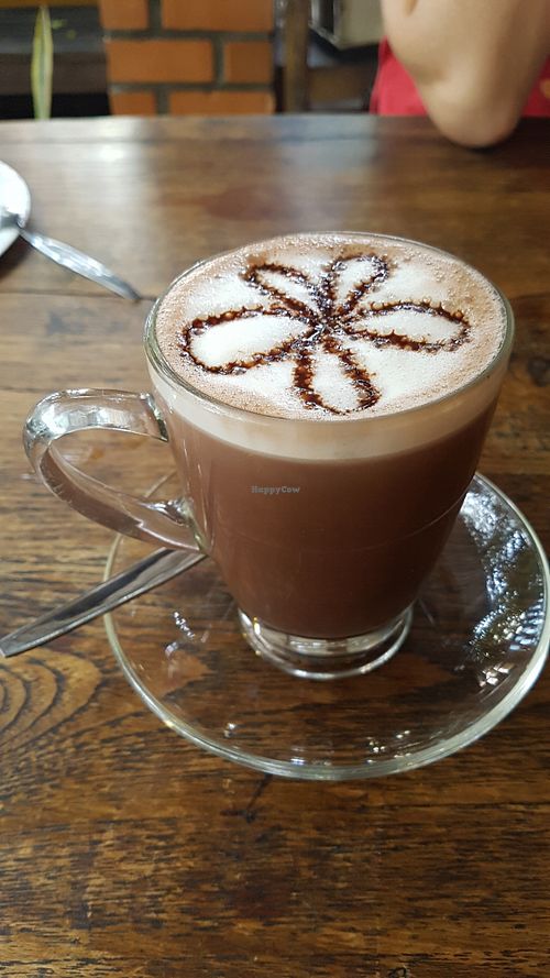 Hot chocolate with soy milk at Blue Diamond in Chiang Mai