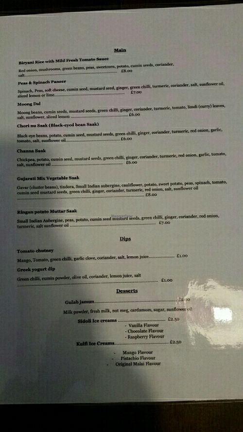 page 2 of 3 at Mangla's Spice of Life in Cardiff