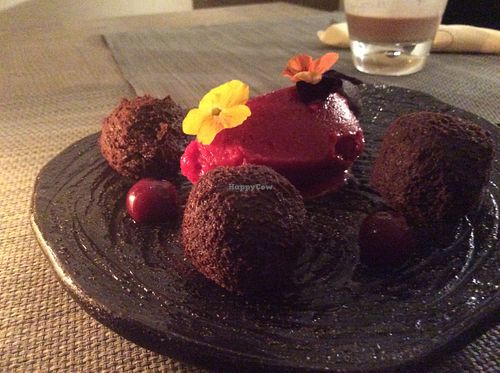 The delightful Chocolate berry balls. at Mandala in Belgrade