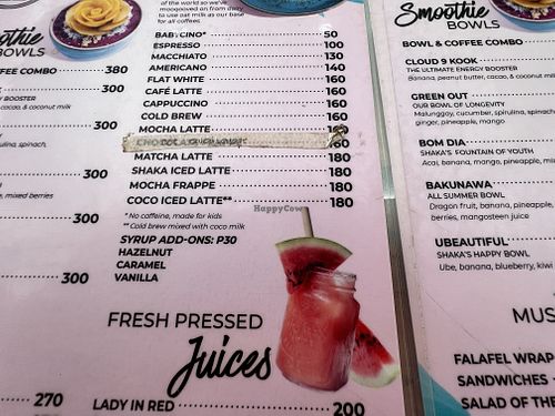 Menu  at SHAKA - Siargao in Siargao