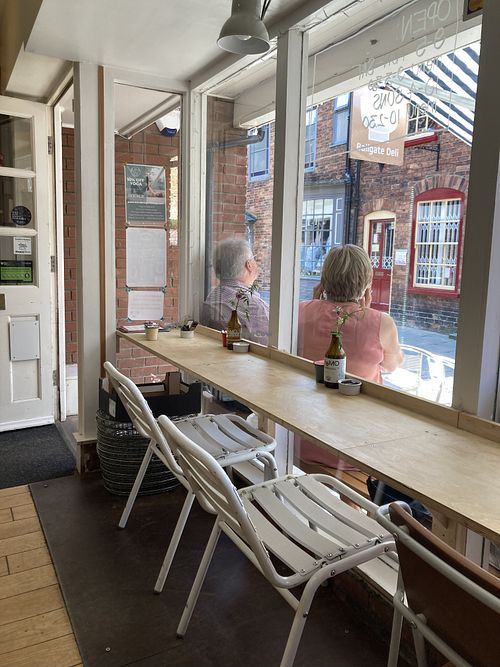 Very popular outside seating area, lovely area.  at Bailgate Deli in Lincoln
