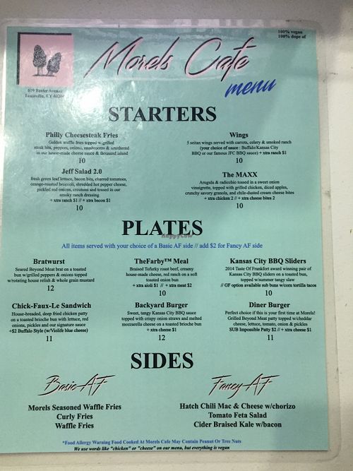 Menu morels café  at Morels Cafe in Louisville
