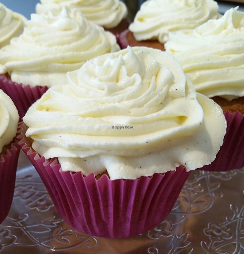 Gorgeous vanilla cupcakes.  at The Accidental Vegan Cafe in Honiton