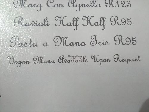 Ask your waiter for the vegan menu. at Da Vicenzo in Johannesburg