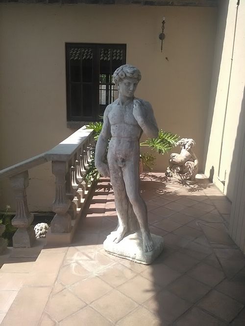 Statue of Michelangelo decorates the place. at Da Vicenzo in Johannesburg