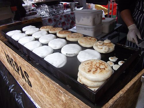 Venezuelan corn patties  at Lyric Square Market in West London