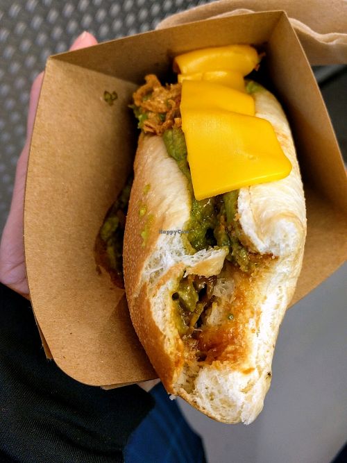 Spicy Dog with the Works and Guacamole and Cheddar at Hot Vog in Paris