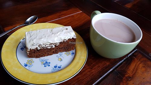 Carrot cake and hot chocolate at Les Gourmandises Louca  in Quebec