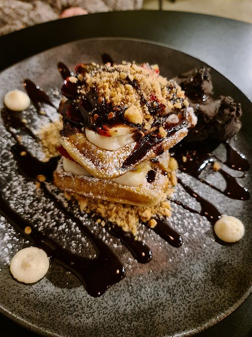 Nutty chocolate waffles at Black Waffle in Northcote