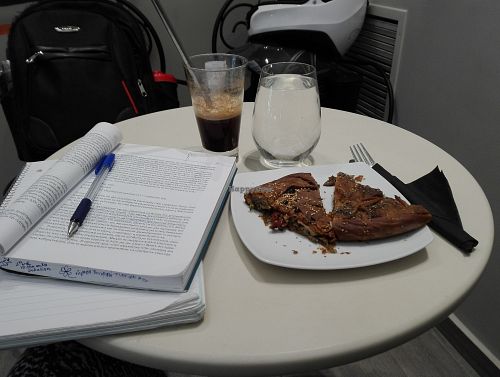 Vegan pies & cold coffee  at Healthy Bites in Athens